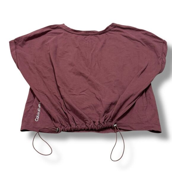 Calvin Klein Pink Performance Drawstring Tee Medium Oversized Activewear Top - Picture 4 of 9